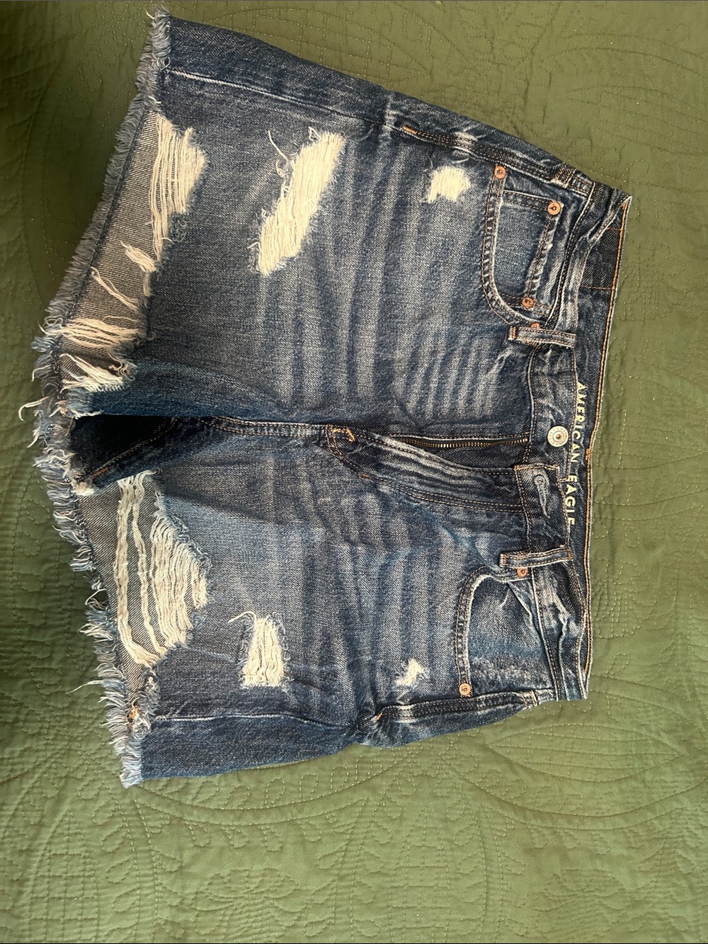American Eagle Outfitters Distressed Blue Denim Cutoff Shorts